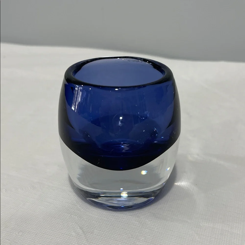 Crate&Barrel Diva Sapphire Blue Glass Candle Votive